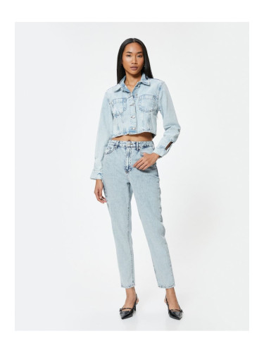 Koton High Waist Jeans Crop Straight Leg - Mom Jean