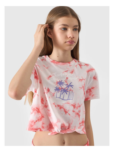 Girls' T-shirt with 4F print - multicolored