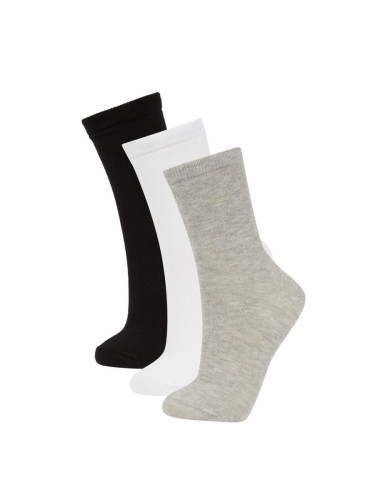 DEFACTO Women's 3-Piece Cotton Long Socks