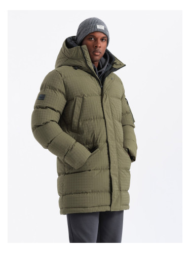 Ombre Outdoor long men's parka jacket - olive