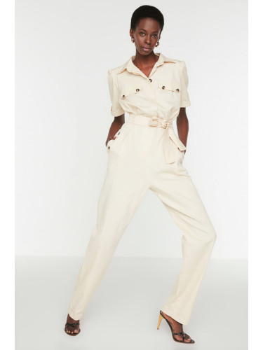 Trendyol Stone Belted Pocket Detailed Overalls