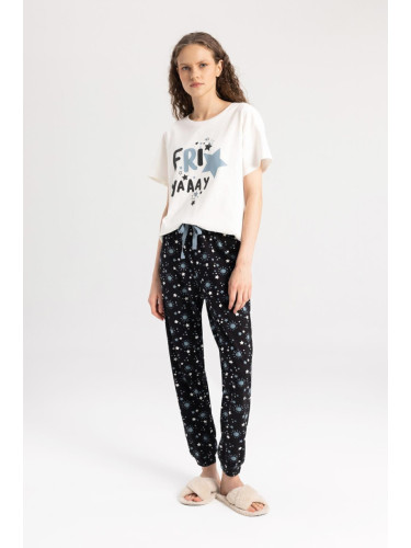 DEFACTO Fall In Love Printed Short Sleeve Pajamas Set