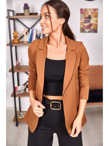 armonika Women's Brown Single Button Jacket