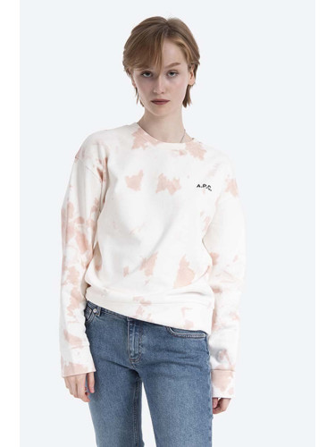 Памучен суичър A.P.C. Sweat Roma COEJO-F27636 ROSE в бежово с десен