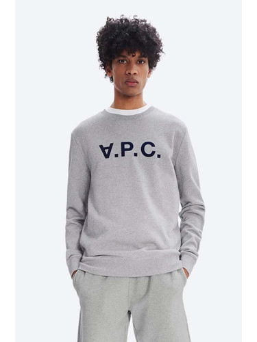 Памучен суичър A.P.C. Sweat Vpc COECQ-H27378 BLACK в сиво с апликация