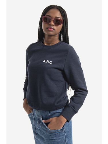 Памучен суичър A.P.C. Bluza A.P.C. Sweat Shelley COETM-F27693 DARK NAVY в тъмносиньо с принт