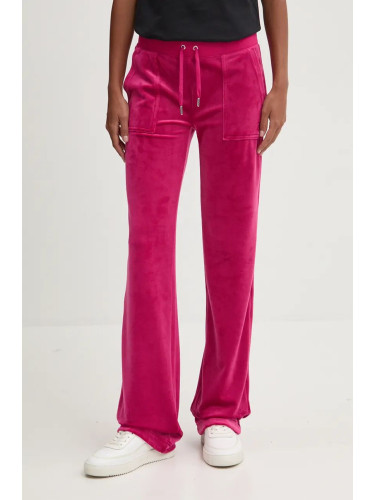 Спортен панталон Juicy Couture DEL RAY PANT в розово с изчистен дизайн JCAP180EU