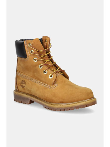 Кожени обувки Timberland Premium 6 Inch в кафяво с равна подметка с лека изолация TB1103617131