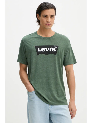 Памучна тениска Levi's в зелено с принт