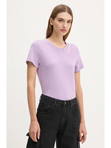Памучна тениска G-Star в лилаво D25053-A870