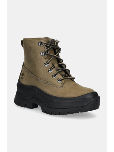 Кожени обувки Timberland Roxie Lane в зелено с платформа с лека изолация TB0A295JEO81