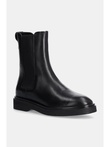 Кожени боти челси Calvin Klein FLAT CHELSEA BOOT LTH в черно с равна подметка HW0HW02180