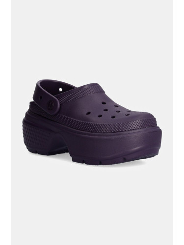 Чехли Crocs Stomp Clog в лилаво с платформа 209347