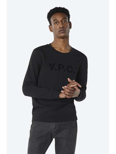 Памучен суичър A.P.C. Sweat Vpc COECQ-H27378 BLACK в черно с апликация