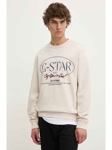 Суичър G-Star Raw в бежово с принт D25100-D257