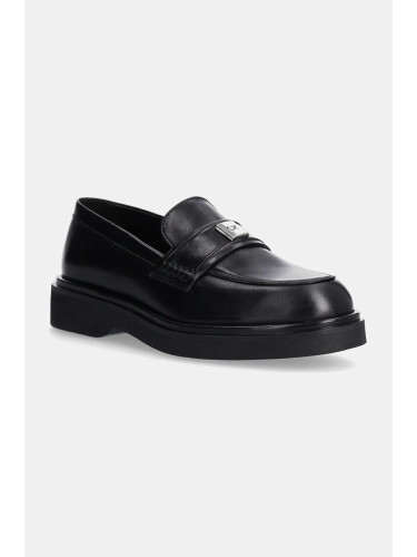 Кожени мокасини Calvin Klein LOAFER W/HW LTH в черно с платформа HW0HW02182