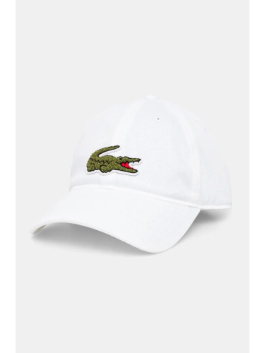 Шапка с козирка Lacoste в бяло с апликация RK3186