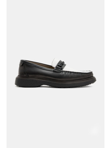 Кожени мокасини AllSaints Gibbs Chain Loafer в черно M011FB