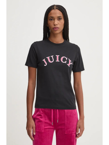 Памучна тениска Juicy Couture GIRLFRIEND TEE в черно JCSCT224414