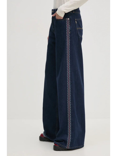 Дънки Pepe Jeans WIDE LEG JEANS MW CRAFT в тъмносиньо PL204839