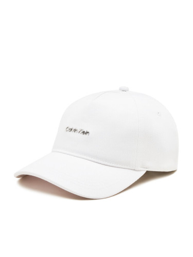 Calvin Klein Шапка с козирка Calvin Lettering Canvas Cap K60K612764 Бял