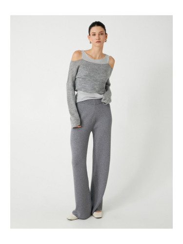 Koton Straight Wide Leg Knitwear Trousers Standard Waist