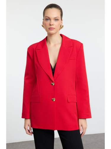 Trendyol Red Oversize Heart Button Blazer Jacket