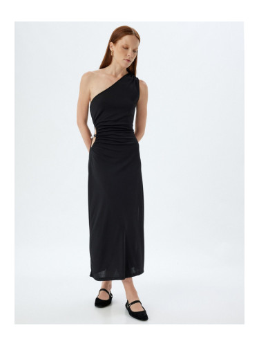 Koton One Shoulder Long Dress with Window Detail Draped