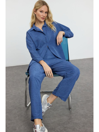 Trendyol Indigo Relaxed Cut Knit Shirt and TrousersTop-Bottom Set