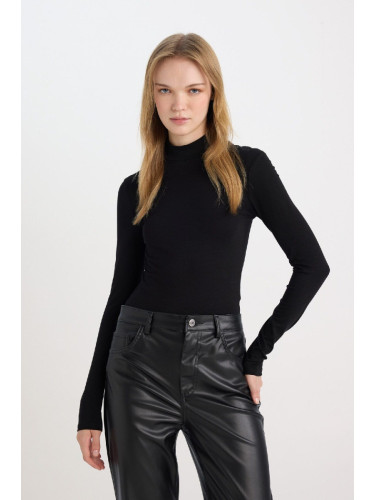 DEFACTO Coool Half Turtleneck Basic Plain Long Sleeve Bodysuit