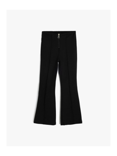 Koton Wide Leg Trousers Zipper Detailed Viscose Fabric