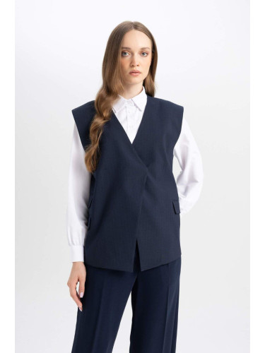 DEFACTO V-Neck Button Closure Pocket Flap Blazer Vest