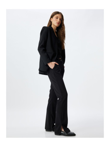 Koton Fabric Trousers with Slit Detail and Pockets, Standard Waist