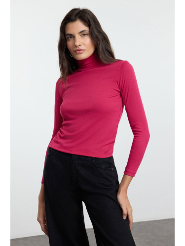 Trendyol Fuchsia Premium Soft Fabric Turtleneck Fitted/Fits Body Flexible Knitted Blouse