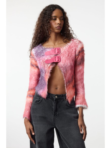 Trendyol Pink Crop Soft Texture Knit Cardigan