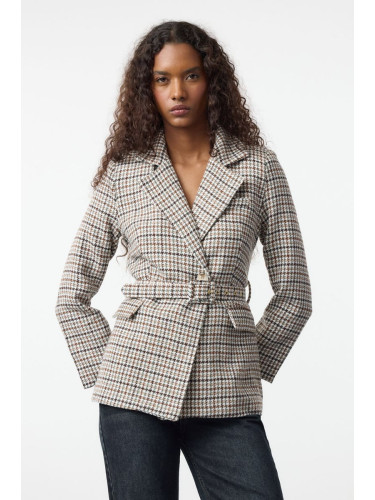 Trendyol Multicolored Belted Woven Blazer Jacket