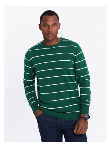 Ombre Men's casual sweater with horizontal stripes - green