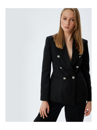 Koton Double Breasted Blazer Jacket Reverse Collar Buttoned Pockets