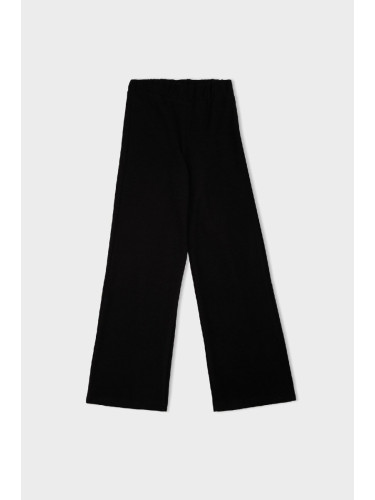 DEFACTO Relax Fit Elastic Waist Thessaloniki Fabric Basic Plain Knit Black Trousers