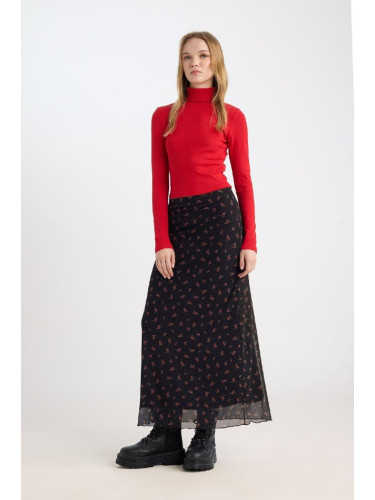 DEFACTO Coool A Shape Patterned Normal Waist Tulle Maxi Skirt