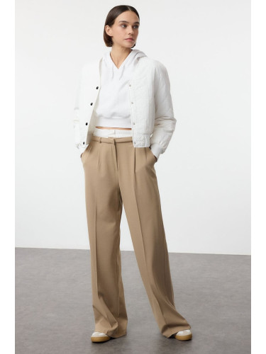 Trendyol Mink Elastic Waist Wide Leg Trousers