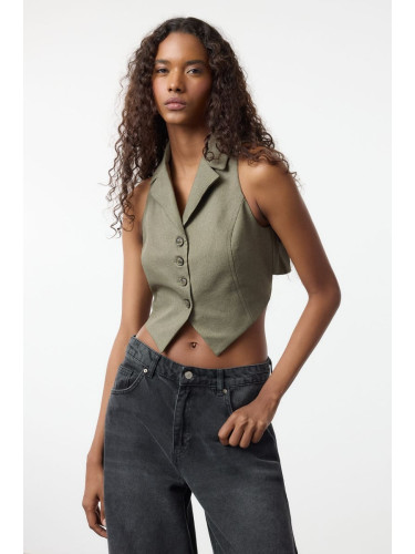 Trendyol Khaki Fitted Cut Out Detail Crop/Short Vest