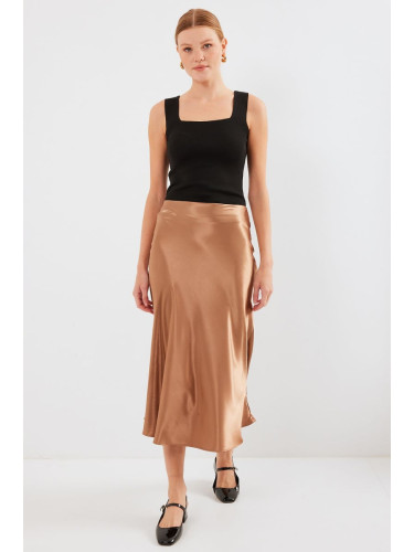 Bigdart 15806 Satin Skirt - M. Brown