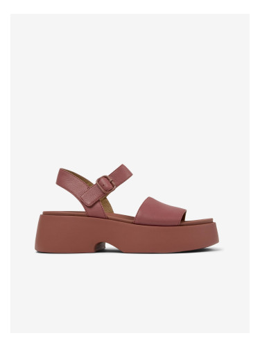 Brown-burgundy women's leather sandals Camper Tasha