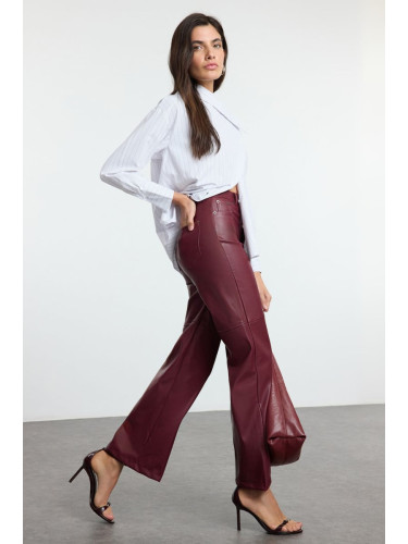 Trendyol Claret Red Relaxed/Comfortable Straight/Piece Leg Stitch Detailed Trousers