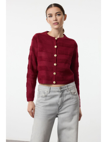 Trendyol Claret Red Crew Neck Knitwear Cardigan