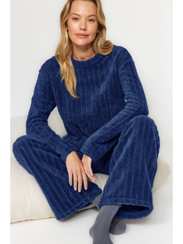 Trendyol Navy Blue Wellsoft Winter Knitted Pajama Set