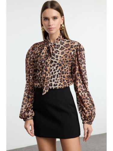 Trendyol Multicolored Leopard Printed Foam Knit Blouse