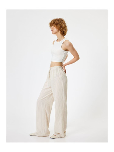 Koton Summer Trousers Wide Leg Waist Lace Standard Waist