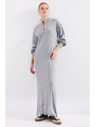 Bigdart 15839 Full-length Knitwear Dress - Gray